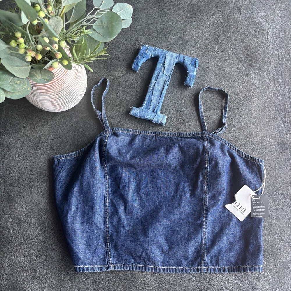 A.N.A. Blue Denim Crop Top – NWT – Size XL